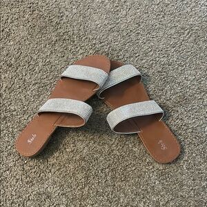 Stellah Silver Slide Sandals with Minimalist Design